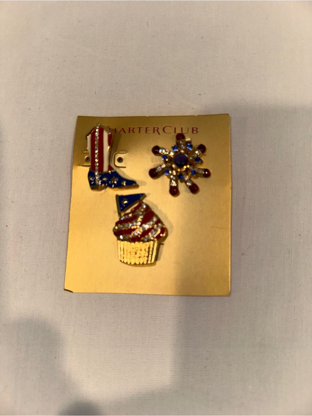 Charter Club Cream and Gold pins on Display Card